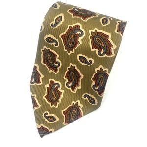 Polo by Ralph Lauren Men's 100% Silk Men's Paisley Necktie Olive Green 58"L 4"W